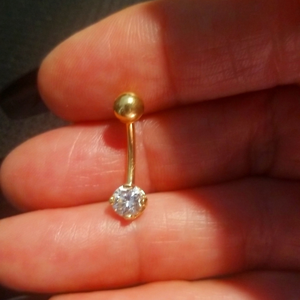 14kt belly button quality zubic zuconia naval ring with prong